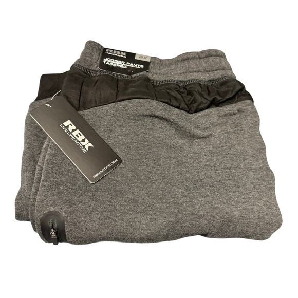 RBX Active Sweatpants Mens 2X Tapered Jogger Pants Gray Black Quick Dry NEW - Picture 1 of 8